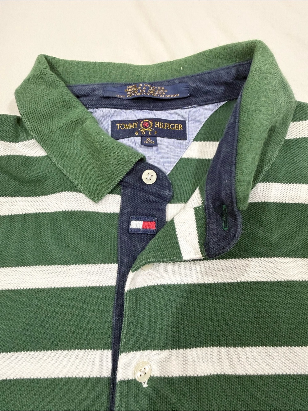 Tommy Hilfiger Green, Navy & White Striped Men’s Polo - Picture 4 of 9